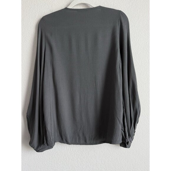 CobbleStone Blouse Women’s M/L Gray Balloon Sleeve Italy Priya Top Minimalist - Picture 2 of 16